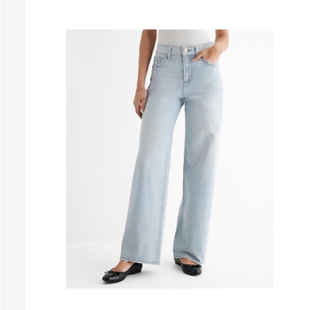 Express Light Blue Wide Leg High-Rise Jeans